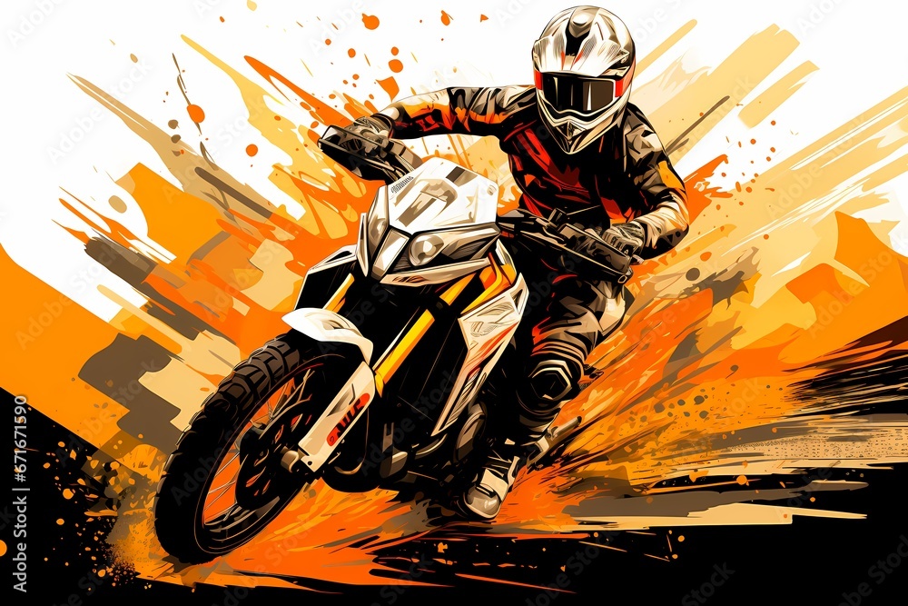 motocross rider on a motorcycle expressive dynamic abstract illustration - generative ai