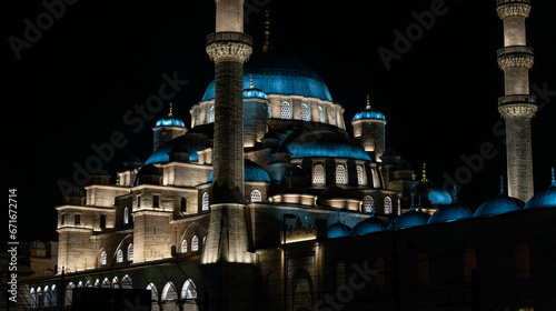 New Mosque at Night, Istanbul, Turkey photo
