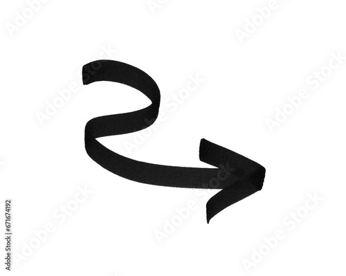 black marker pen scribble arrow on png transparent background