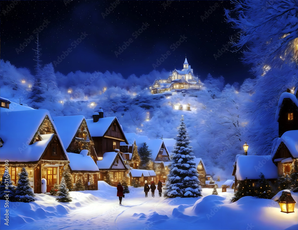 Fototapeta premium Village Christmas Glory.