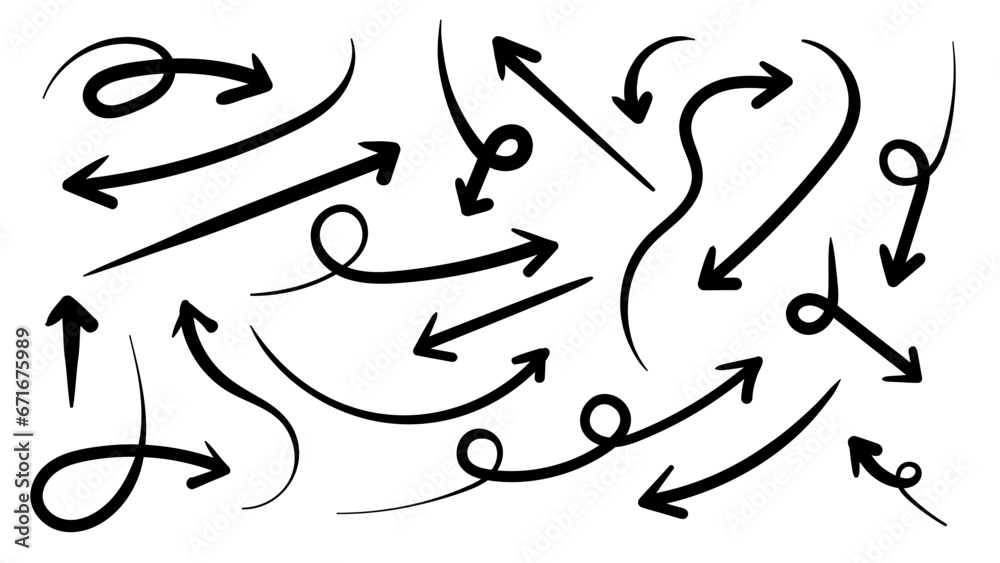 Set of abstract art sketch hand drawn arrow collection. Vector icons collection design vector illustration. Set of abstract art sketch hand drawn arrow collection. Vector icons collection design vector illustration.