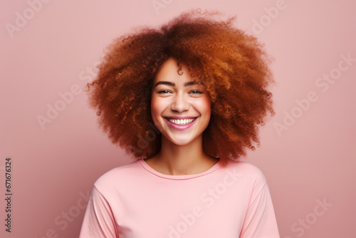 Generative ai portrait of beautiful mixed race redhead woman laughing