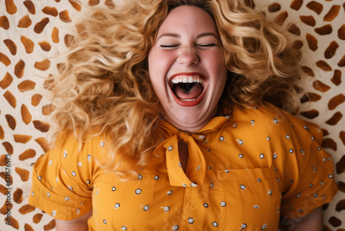 Generative ai portrait of beautiful woman plus size laughing positive having fun