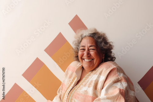 Generative ai portrait of senior mixed race woman laughing positive having fun