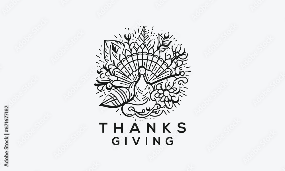 Turkey thanks giving vector logo icon design Turkey thanks giving vector logo icon design