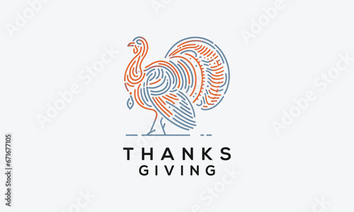 Turkey thanks giving vector logo icon design