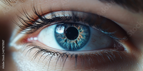 close-up on a blue eye photo