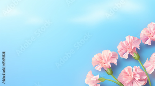 pink flowers on blue background HD 8K wallpaper Stock Photographic Image  © Anum