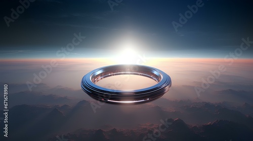 Fototapeta Naklejka Na Ścianę i Meble -  heaven, Sci-fi, orbit, ring, space station. generative AI
