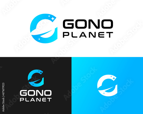 Letter G monogram planet logo design.