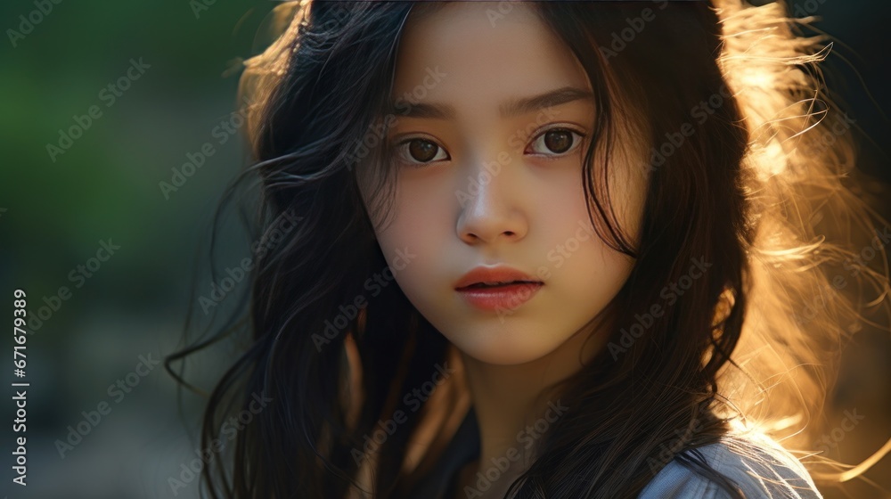Close up of Chinese child, Asian girl, child with various emotions Close up of Chinese child, Asian girl, child with various emotions