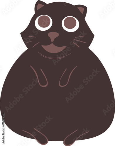 Large cartoon cat. Unhealthy overweight cartoon feline illustration for the dangers of pet obesity. 