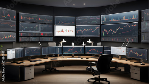 Trading Desk with Multiple Monitors