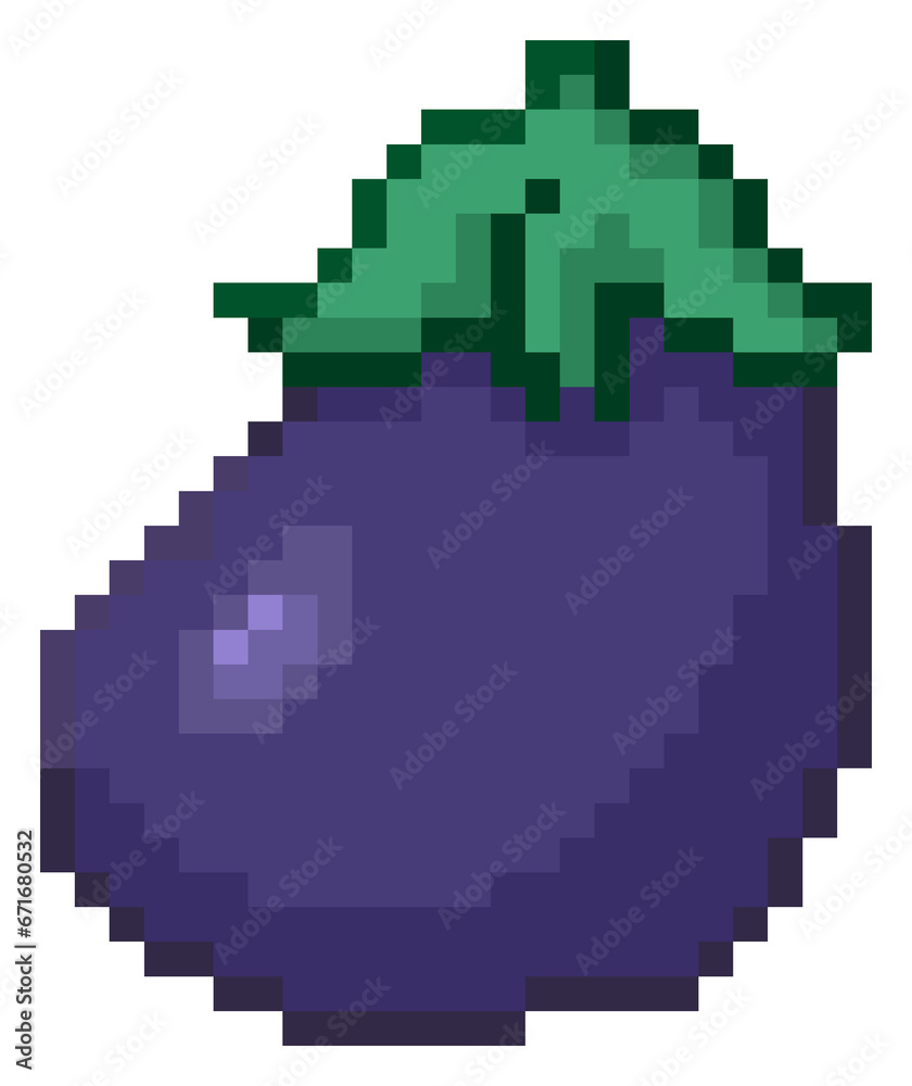 Pixel illustration of an eggplant