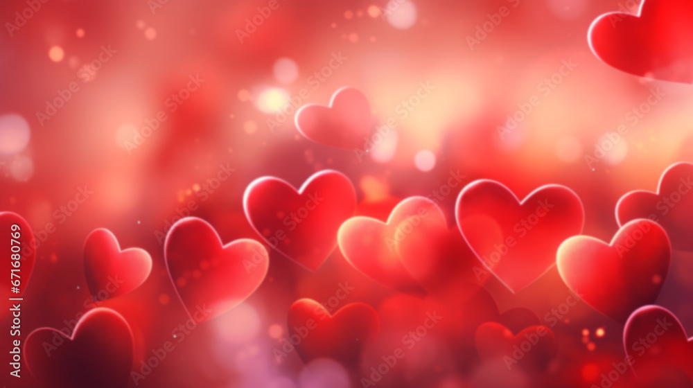 Red hearts bokeh valentines day love background