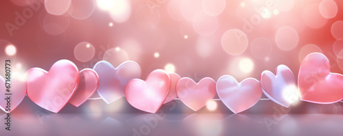 Valentines day background banner - abstract panorama background with hearts