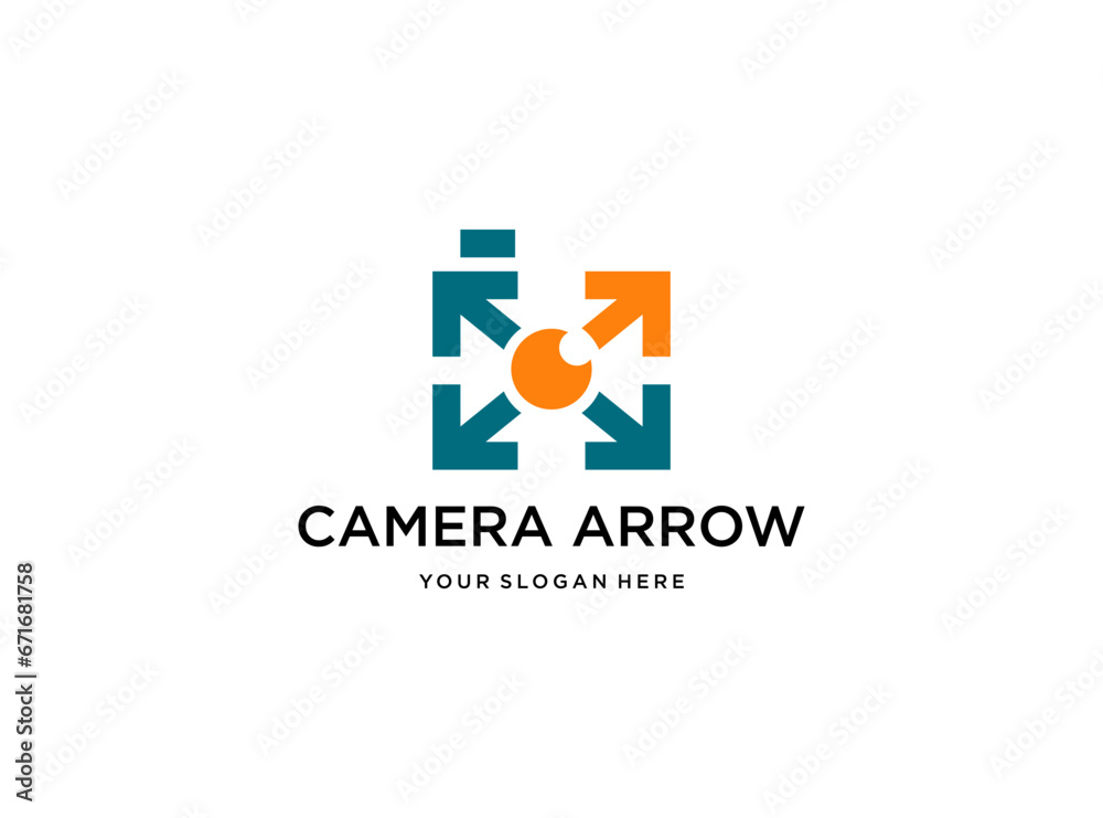 modern camera arrow logo design. good use for traveling photographer logo modern camera arrow logo design. good use for traveling photographer logo