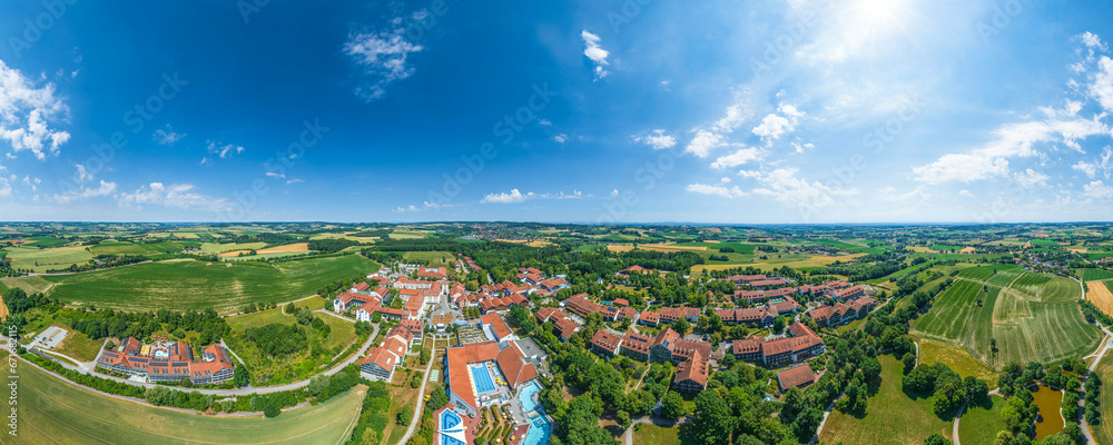 Das Kurzentrum von Bad Griesbach im Rottal im 360 Grad Rundblick aus der Luft