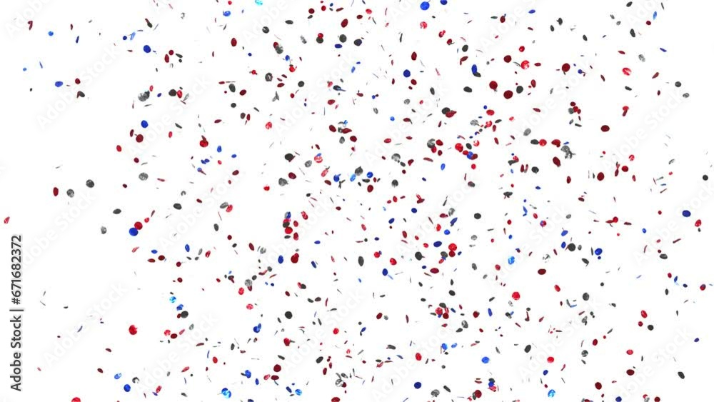 pluie de confettis rouge, bleu, argent - couche alpha séparée	
