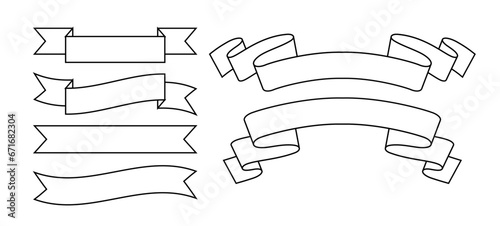 Set of  Line Art Banners & RIbbons