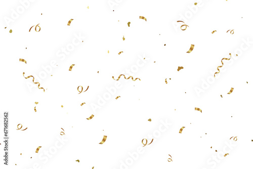 Golden confetti background or gold confetti falls, Ribbon confetti