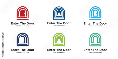 set of elegant door or gate logo design collection
