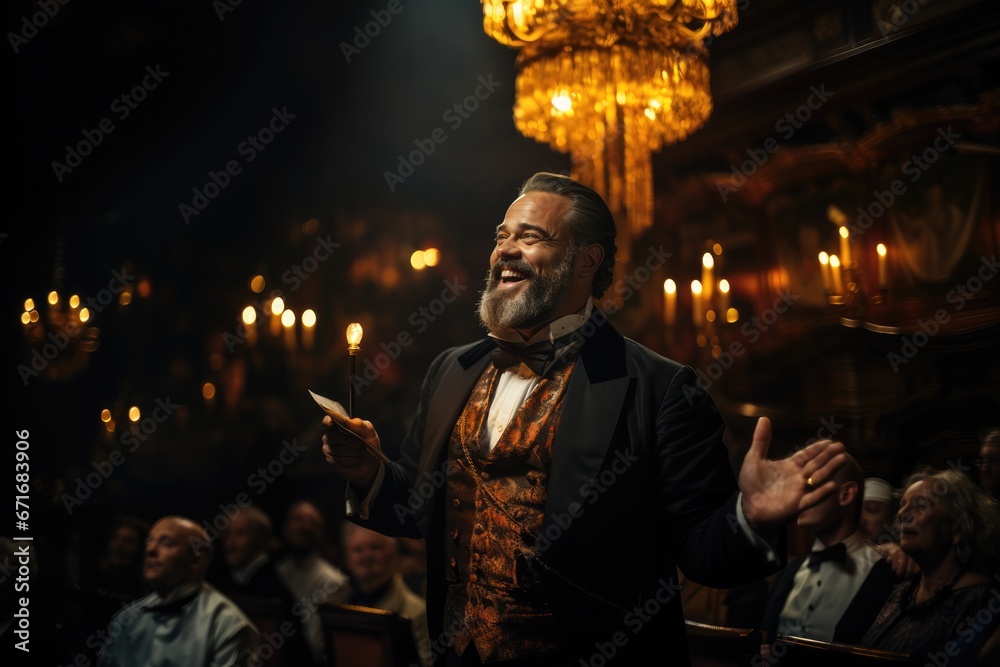 Fototapeta premium Man singing in opera