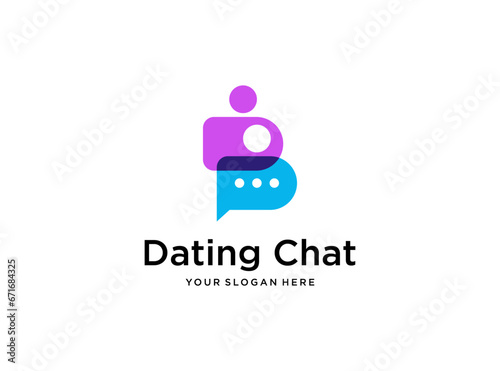 dating chat with two people logo design