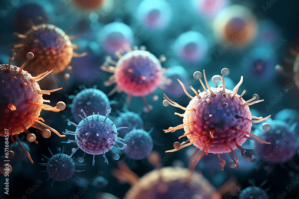 Ilustración de virus, bacterias y células Ilustración de virus, bacterias y células