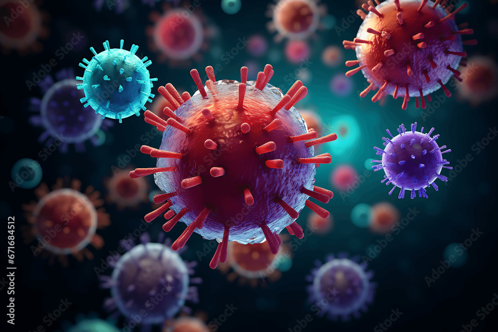Ilustración de virus, bacterias y células Ilustración de virus, bacterias y células