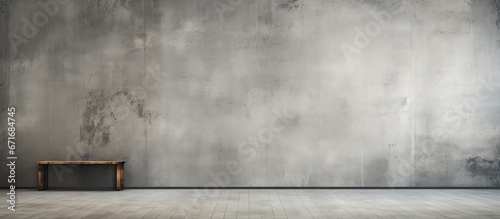 Empty gray cement wall studio background with rough floor perspective for displaying products and text on free space concrete backdrop scene