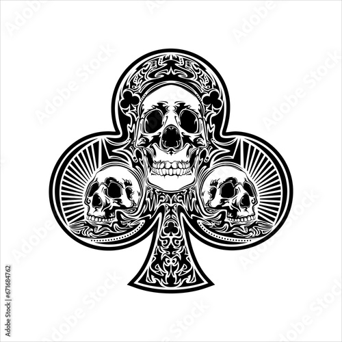 Vector ace of clubs with skull