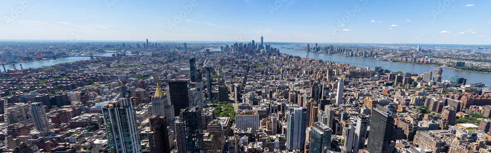 New York Panorama from Empire State Building towards One World Trade Center