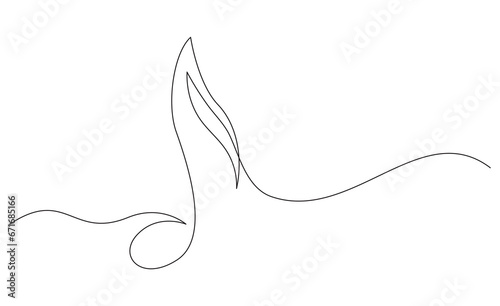 One line Continuous drawing of musical note. Editable stroke. Linear elegant vector illustration of musical symbol