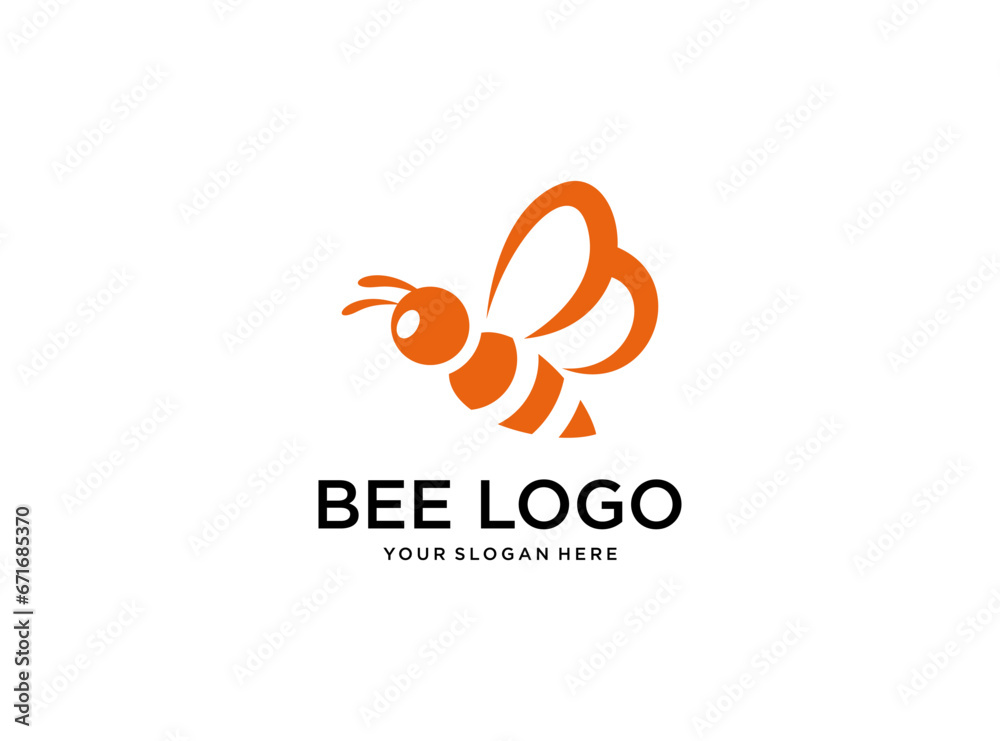 bee silhouette logo design inspiration - obrazy, fototapety, plakaty 