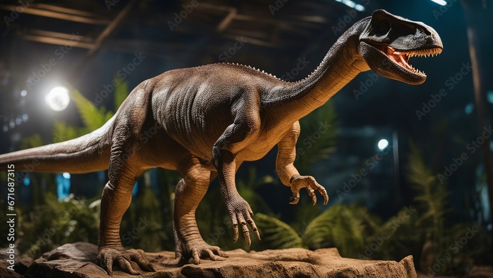 Fototapeta premium dinosaur render _Jurassic park type sculpture of dinosaur (Sauropoda_Diplodocus) 
