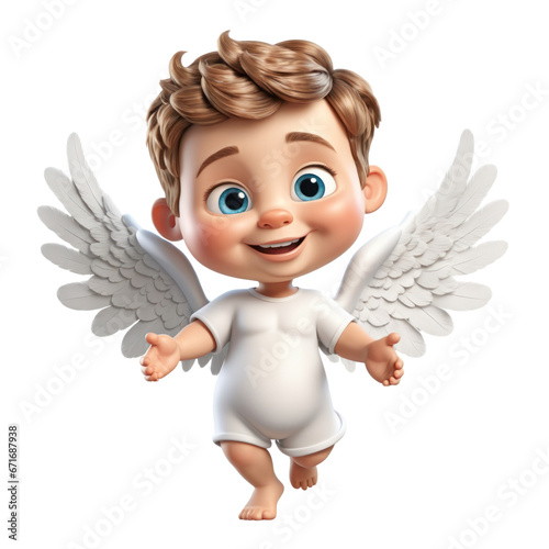 Little cute cupid, valentine's day angel character isolated, transparent PNG
