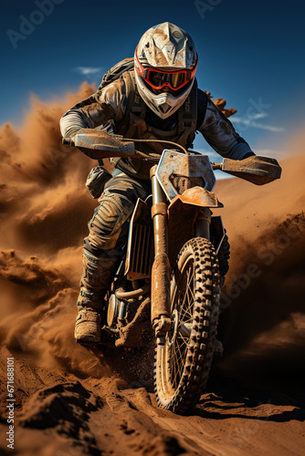 A man riding his dirt bike at the sand dunes