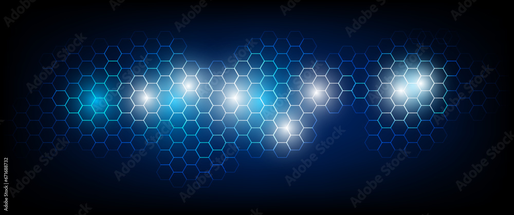 Dark gray and blue technology hexagonal vector background. Abstract ...