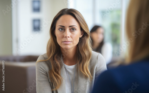 Mental Health Professional female in background psychologist's office