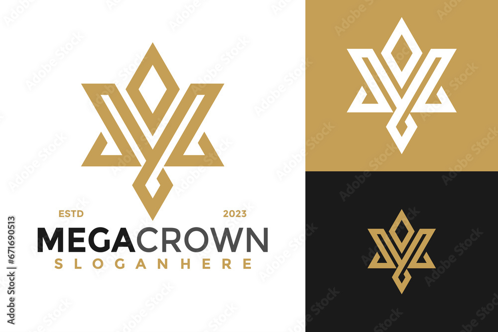 Crown Letter M Monogram Logo design vector symbol icon illustration Crown Letter M Monogram Logo design vector symbol icon illustration