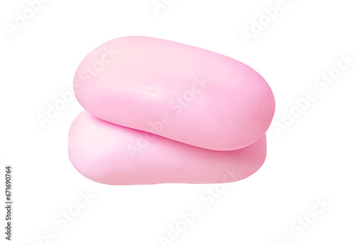 Closeup of pink hygiene toilet soap
