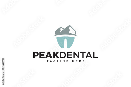 mountain peak tooth logo design for dental clinic