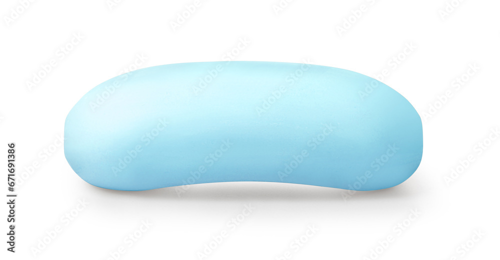 Closeup of blue hygiene toilet soap