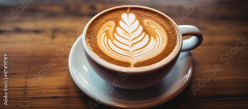 Fototapeta Vintage coffee shop featuring latte art