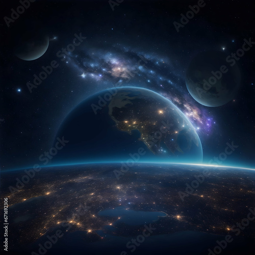 Multiple planet earth in space from another dimensions 