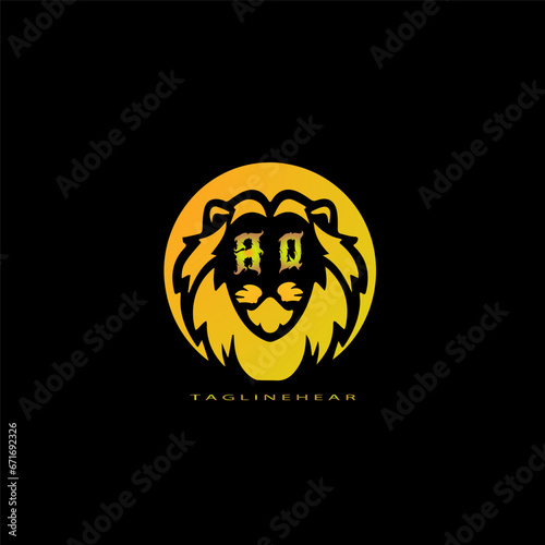  creative lion logo  lion head logo. lion letter logo  lion golden logo with gradent colour. animal logo.