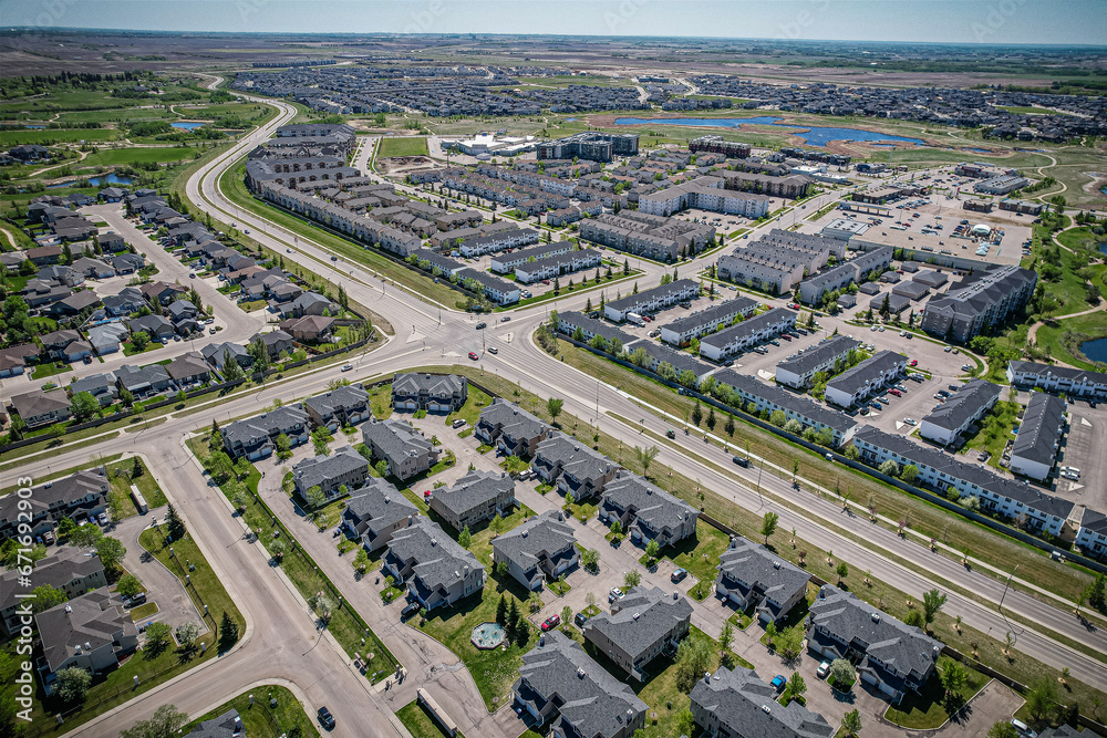 Aerial of the Lakewood Suburban Centre Neighborhood in Saskatoon