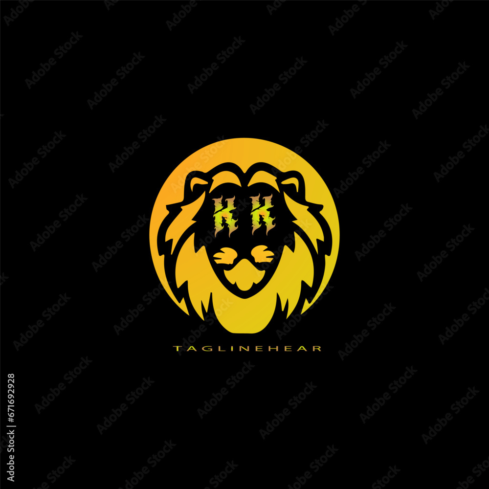 creative lion logo, lion head logo. lion letter logo, lion golden logo with gradent  colour. animal logo.