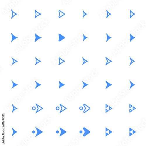 Various forms of basic arrow icons. 